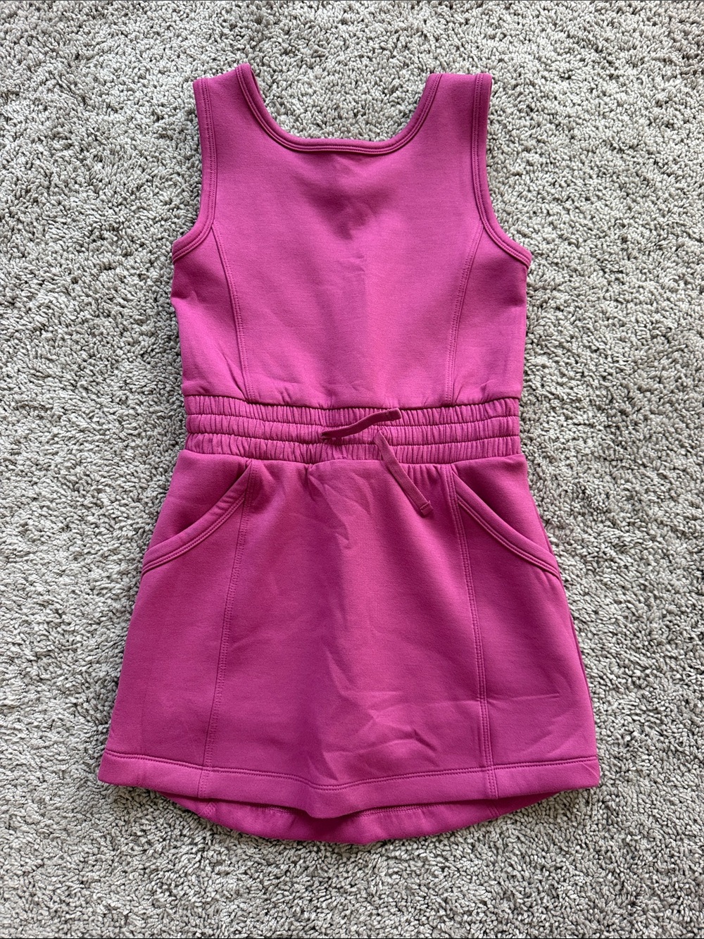 Girl's Fuchsia Tank Dress with Elastic Drawstring Waist